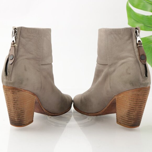 Rag Bone Womens Newbury Boot Size 7 Gray Nubuck Leather Block Heel Bootie Comfy - Picture 7 of 14